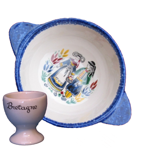 Bol tradition breton et coquetier ceramique quimper